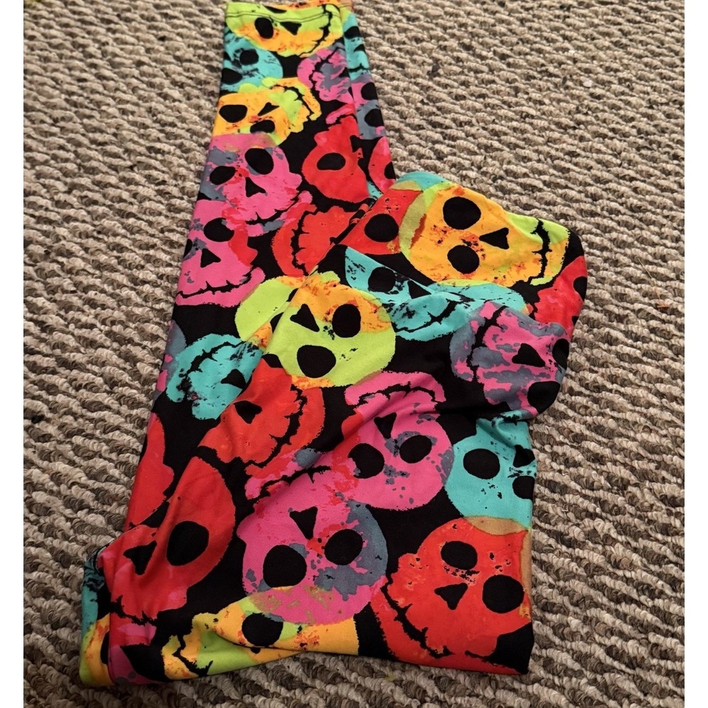 LuLaRoe OS Leggings Colorful HALLOWEEN Skulls Dead Trick Or Treat Stretchy Comfy